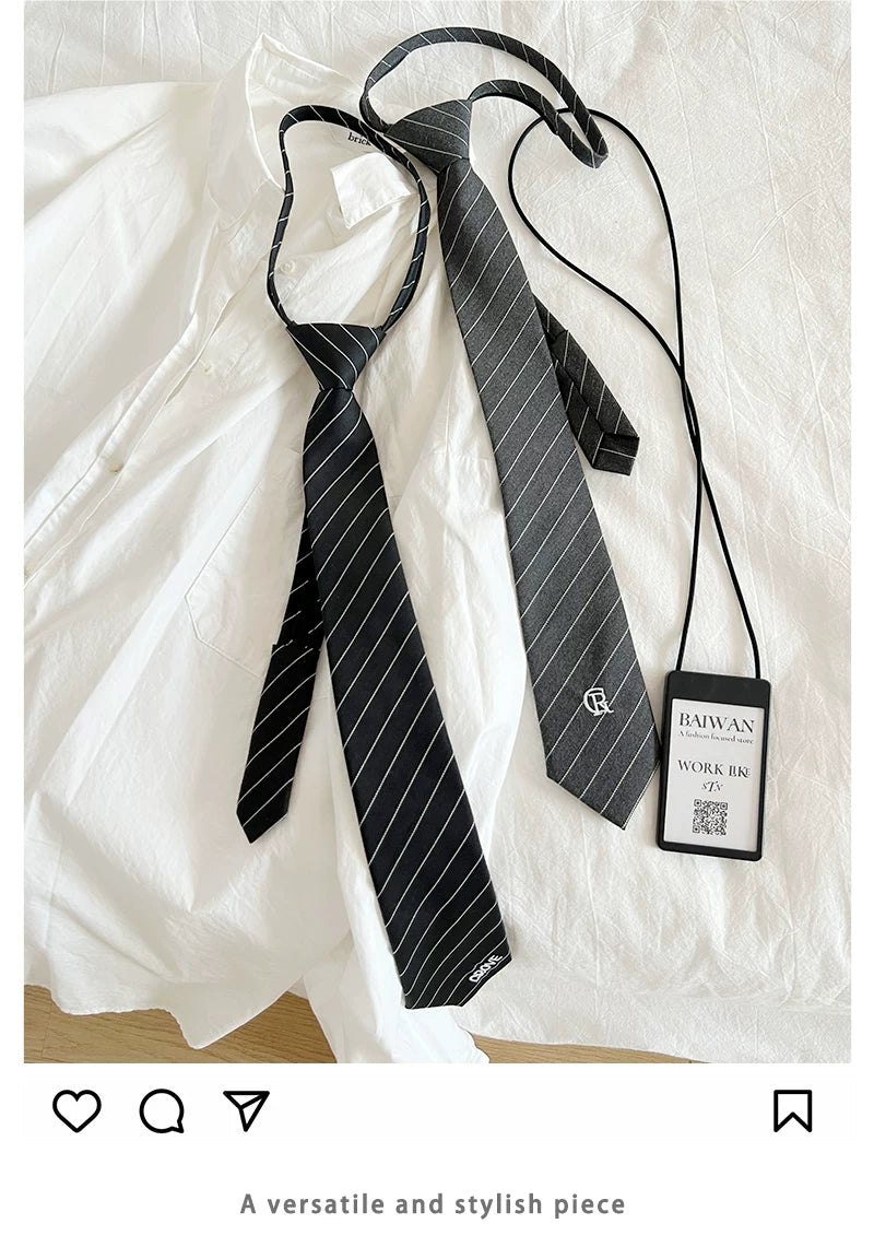 TRIA SELECT | KOREAN STYLE STRIPED TIE SHIRT【ID:TN00136】