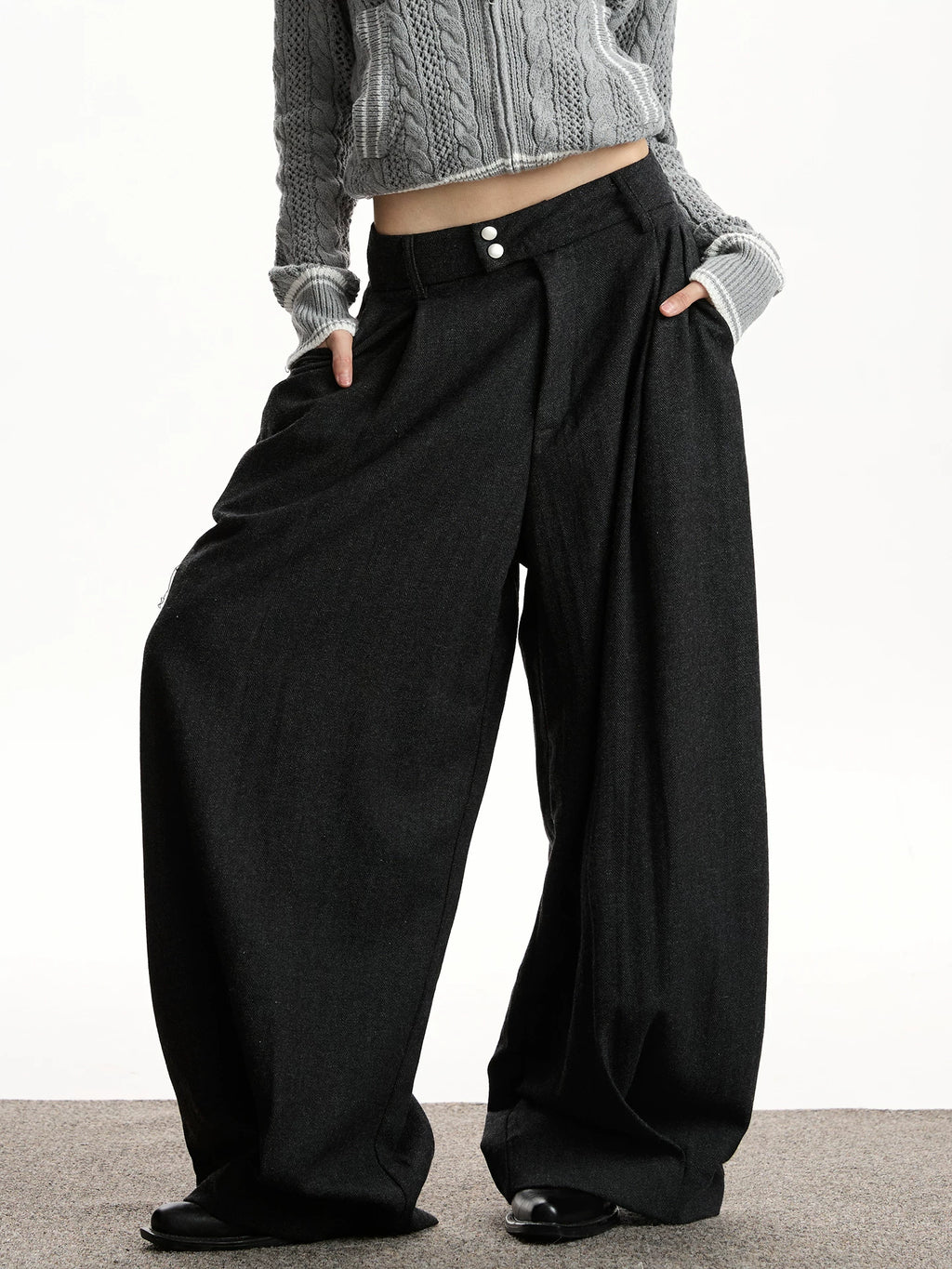 VATTY | VINTAGE WOOL BLEND WIDE LEG PANTS【ID:TN00206】