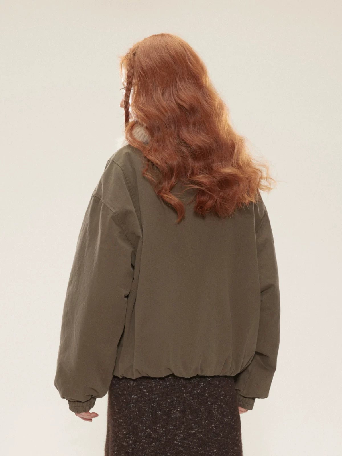RETRO COTTON COAT WITH FUR COLLAR