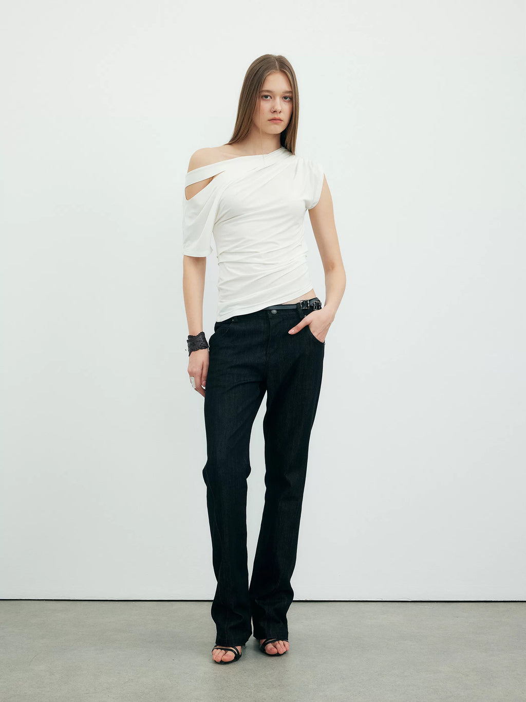 Offset Drape Cut-Out Top