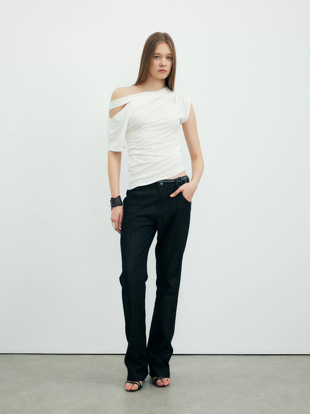 Offset Drape Cut-Out Top