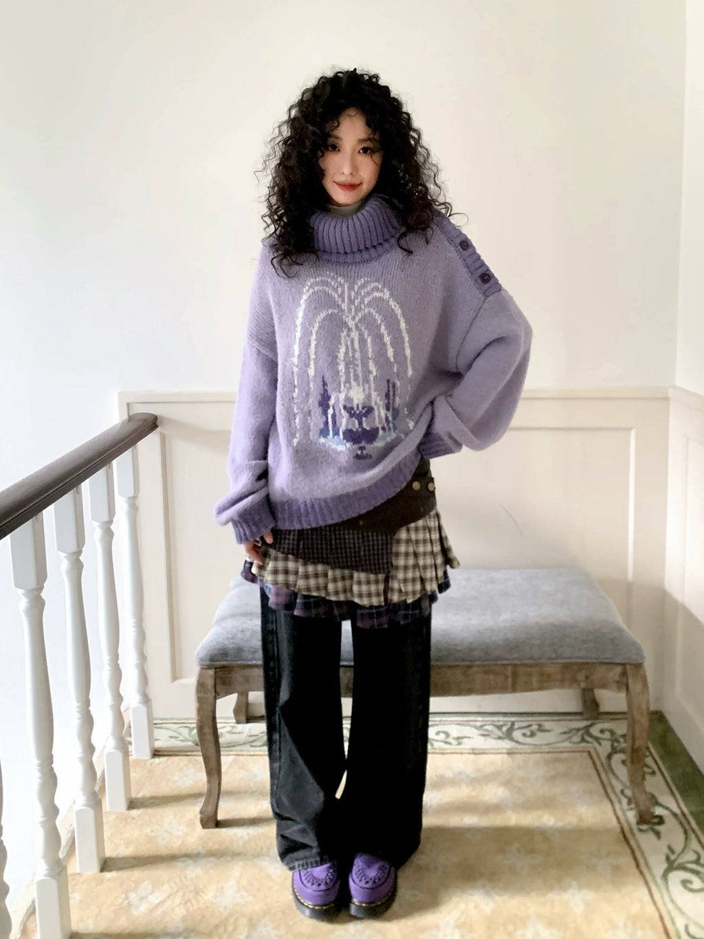 化学少女 | PURPLE KNIT PULLOVER SWEATER【ID:TN00153】