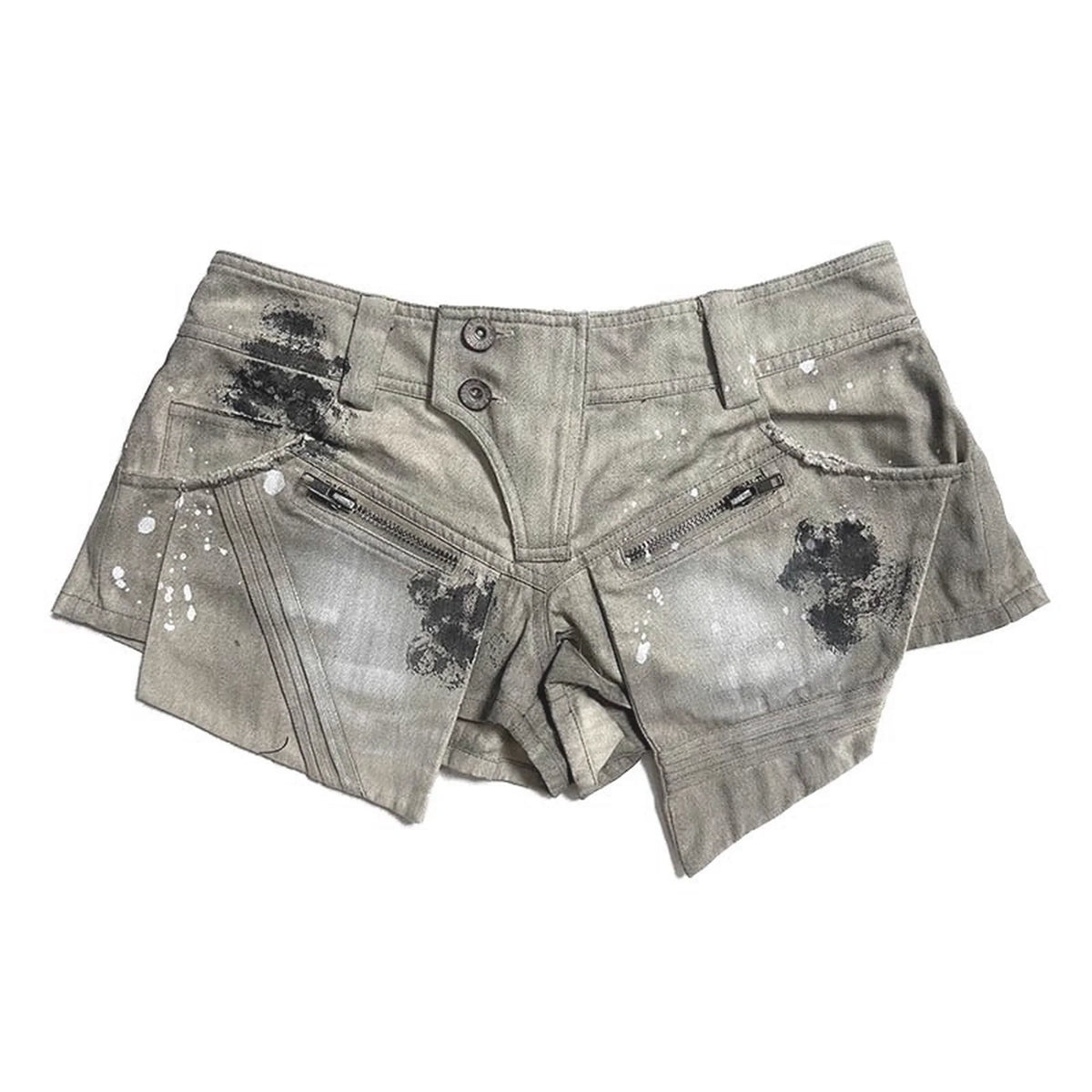 Low Rise Light Gray Original Design Women Casual Streetwear Shorts