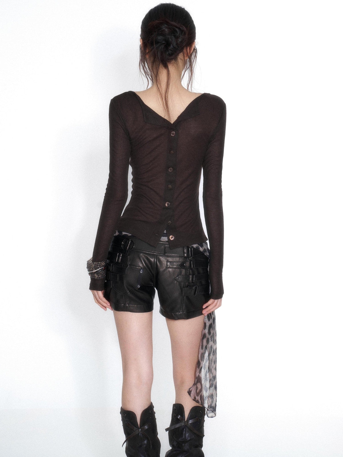 Sexy Deep V Rhinestone Long Sleeve Tencel Knit Women's Lace Blouses