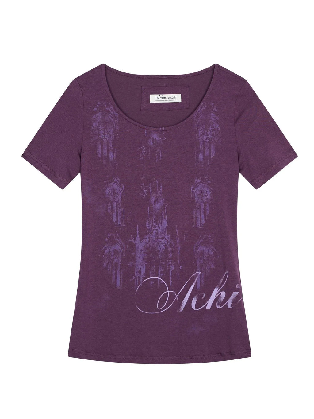 Romanesque Print Tee V-neck T-shirt Long-Sleeve