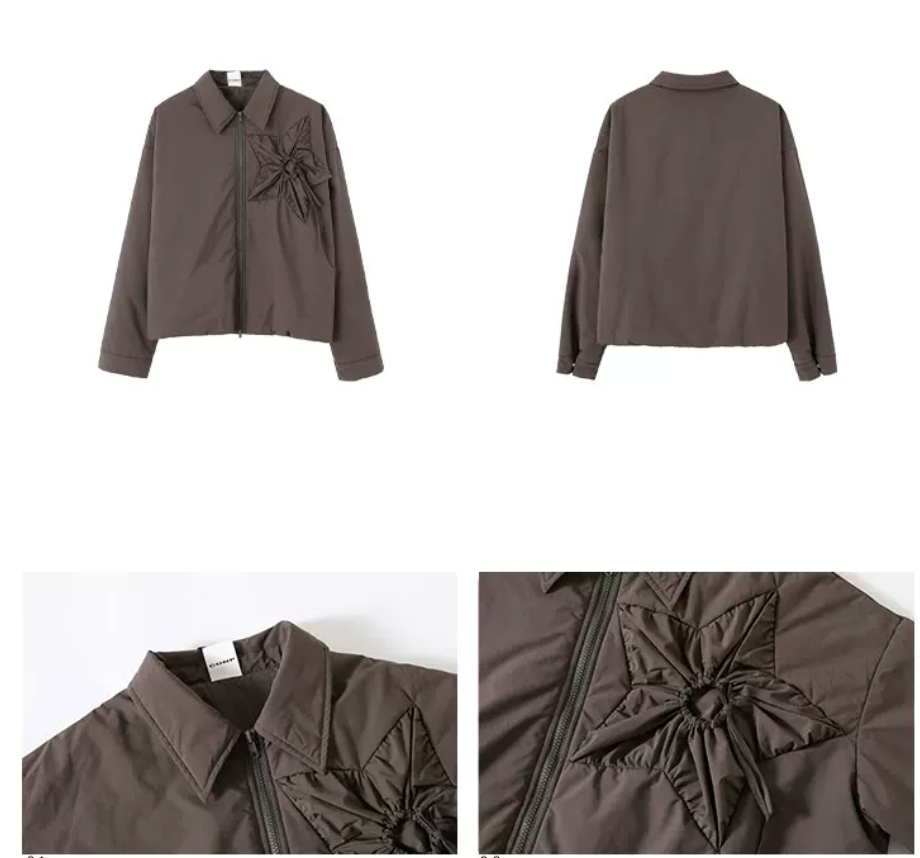 Floral Sunburst Ruched Padded Jacket