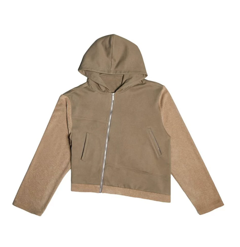 Panelled Cotton Hooded Zip Jacket