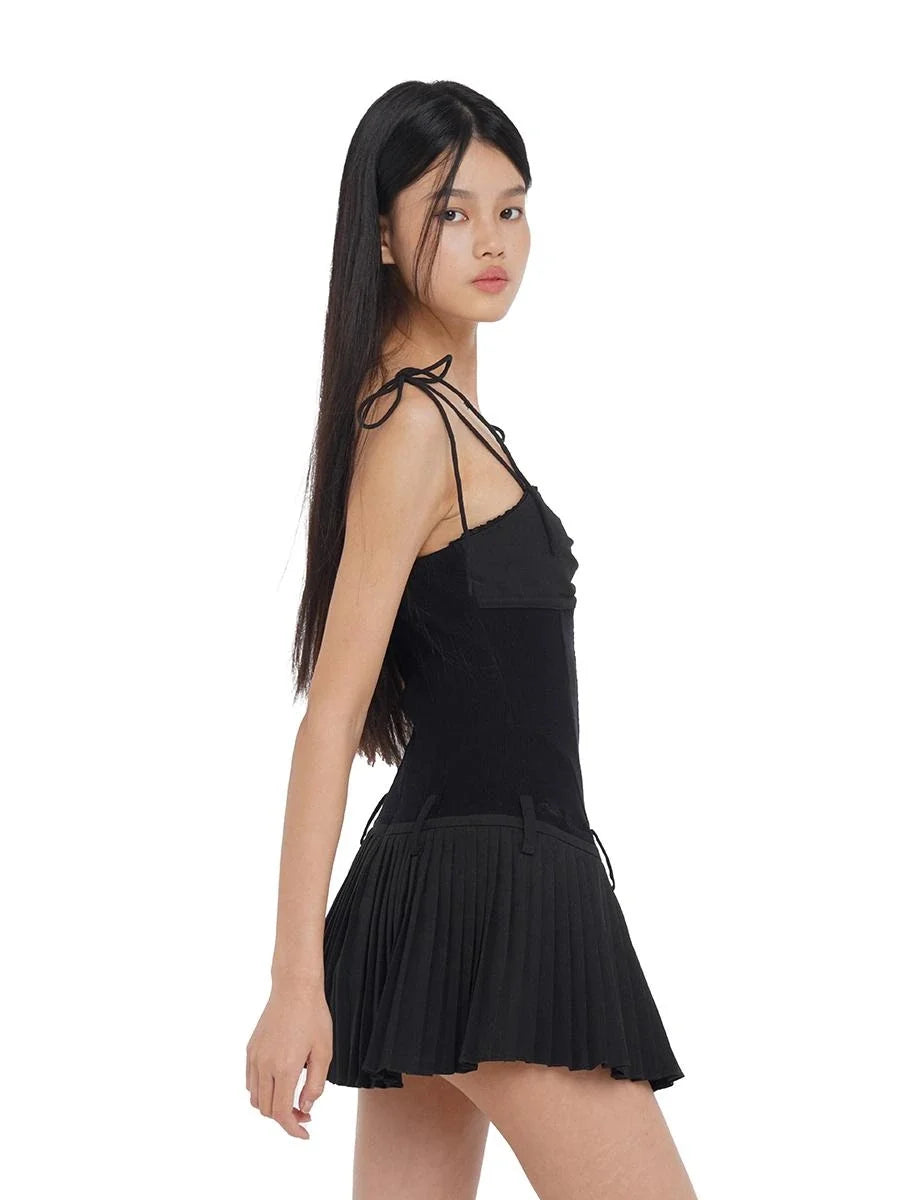 Sexy Mini Denim Bustier Dress With Pleats Dresses