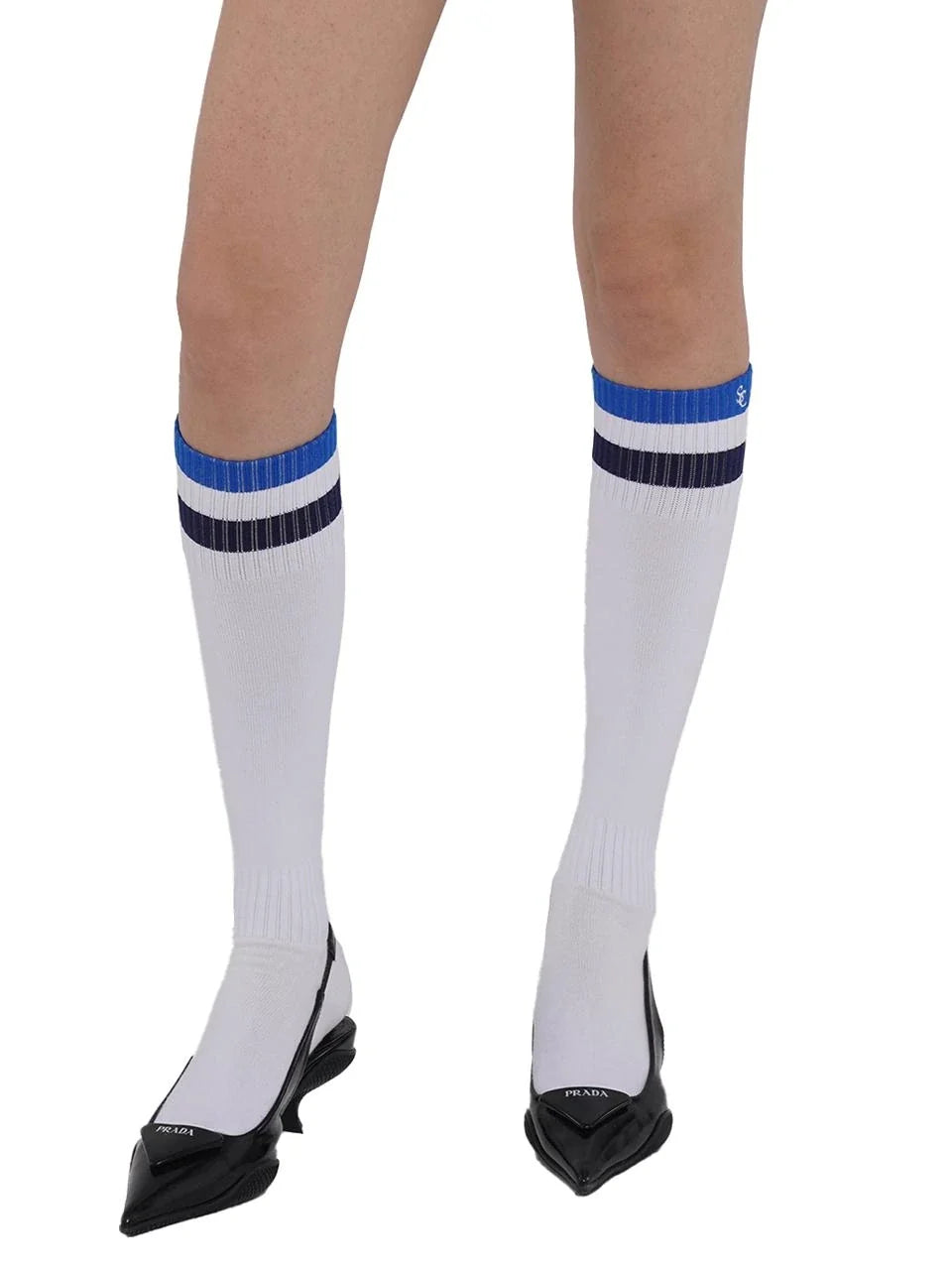 Sporty Bold Embroidered Striped Knee Socks
