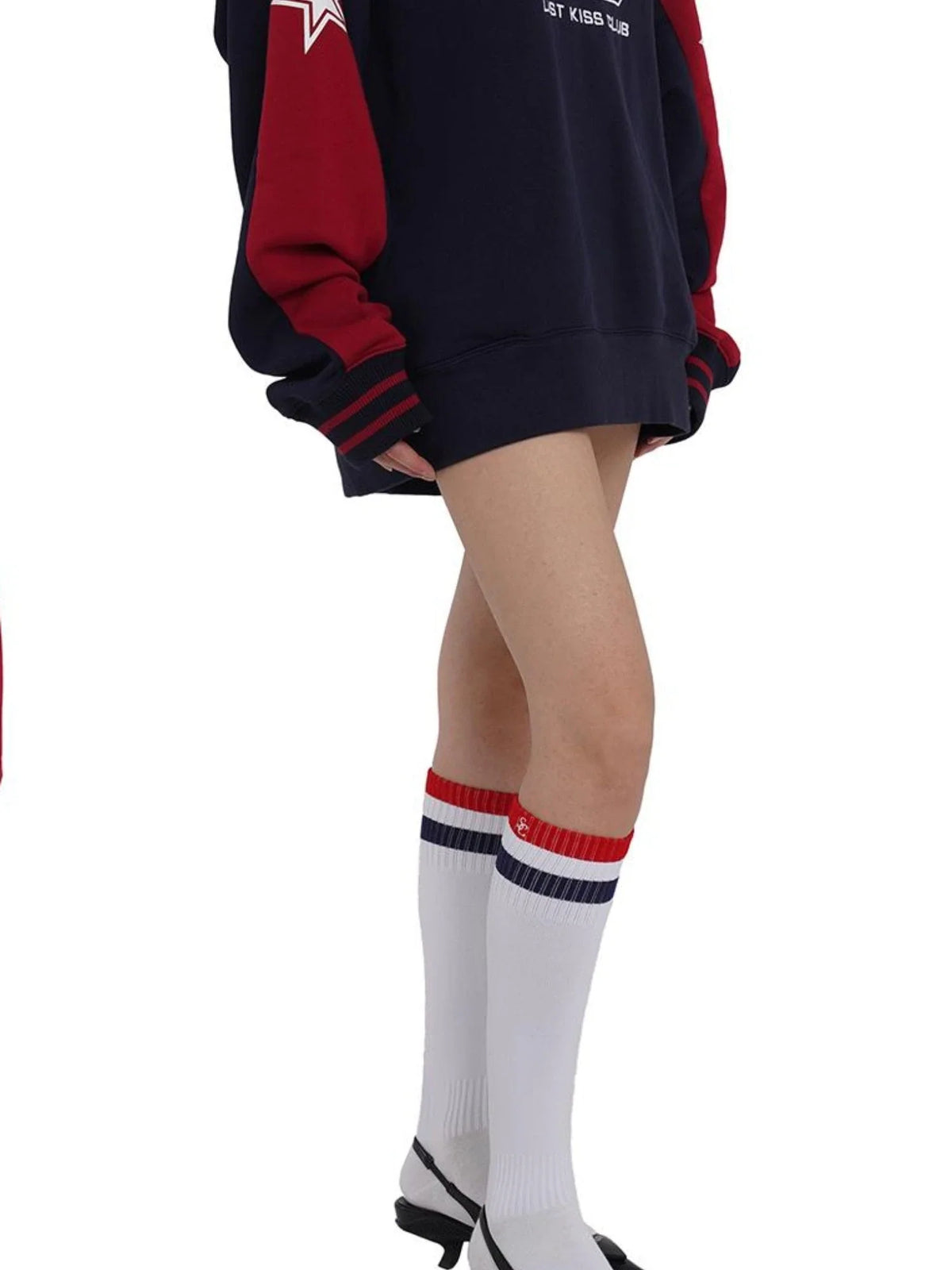 Sporty Bold Embroidered Striped Knee Socks