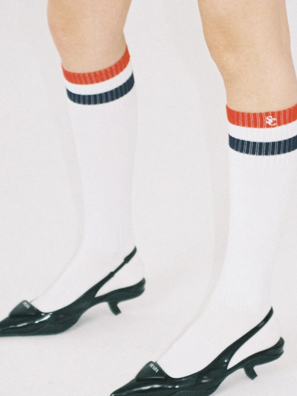 Sporty Bold Embroidered Striped Knee Socks
