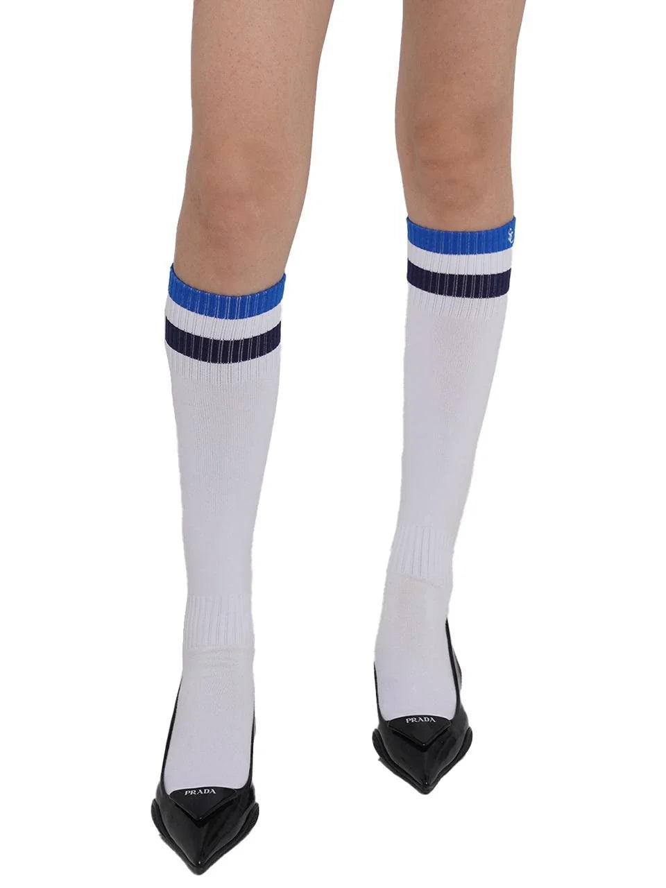 Sporty Bold Embroidered Striped Knee Socks