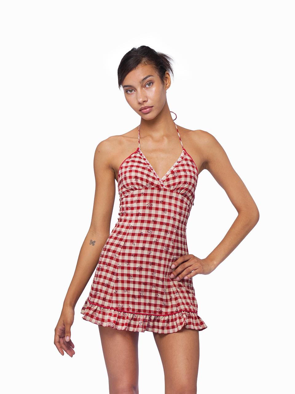 Summer Farmhouse Embroidered Halter Neck Dress