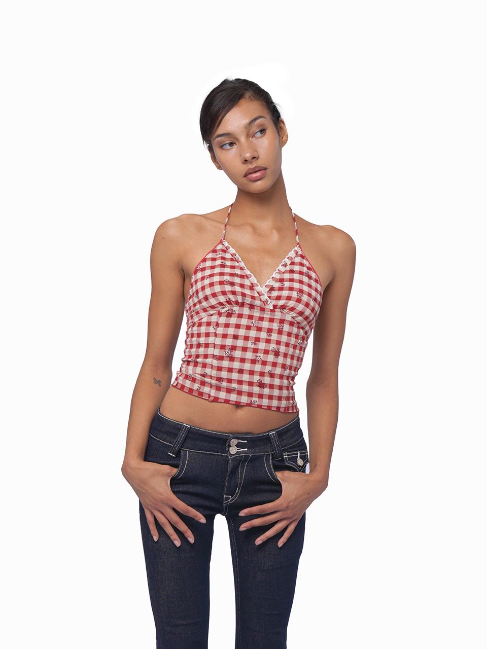 Summer Showcase Embroidered Halter Top Blouse
