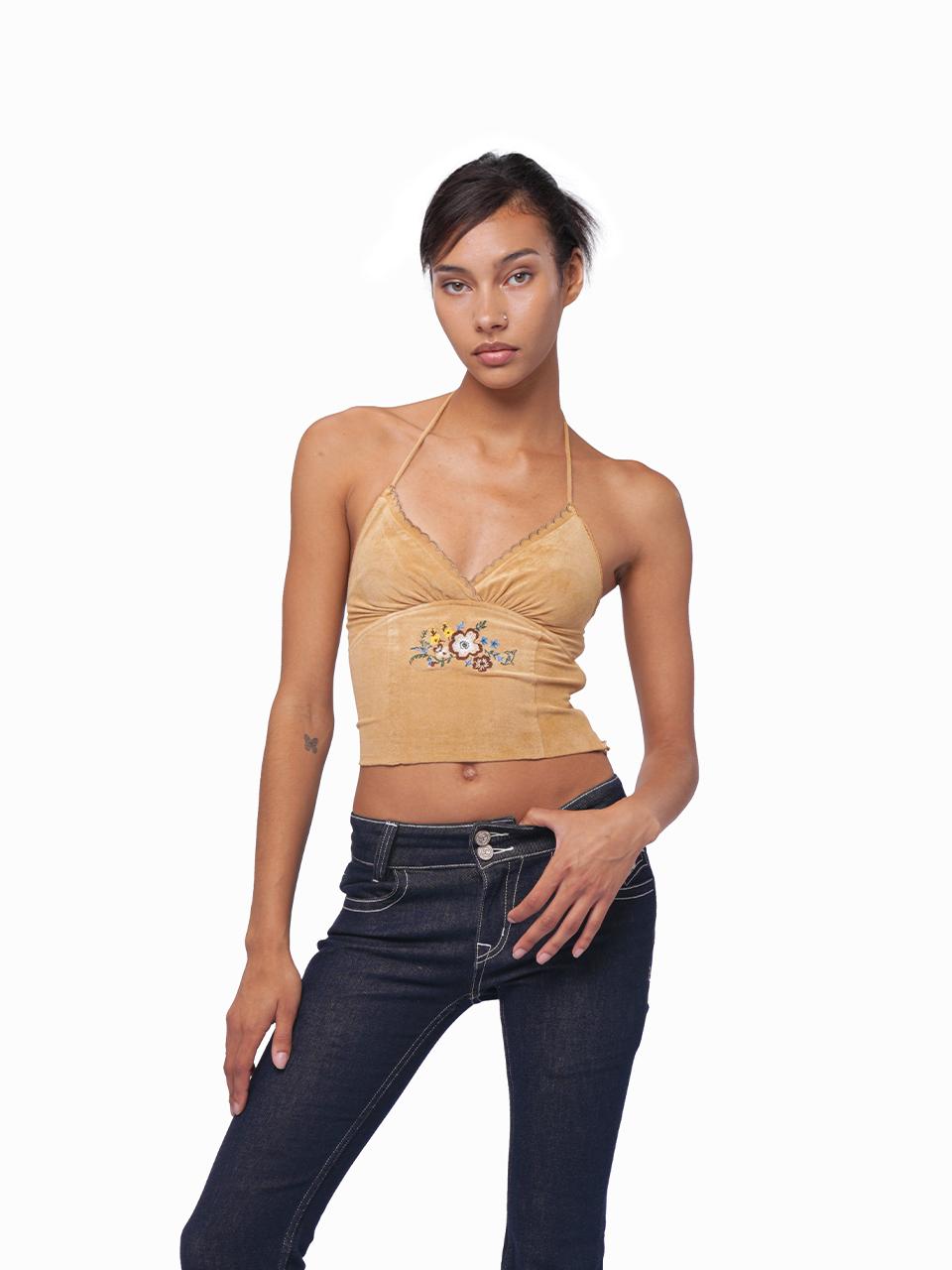 Summer Showcase Embroidered Halter Top Blouse