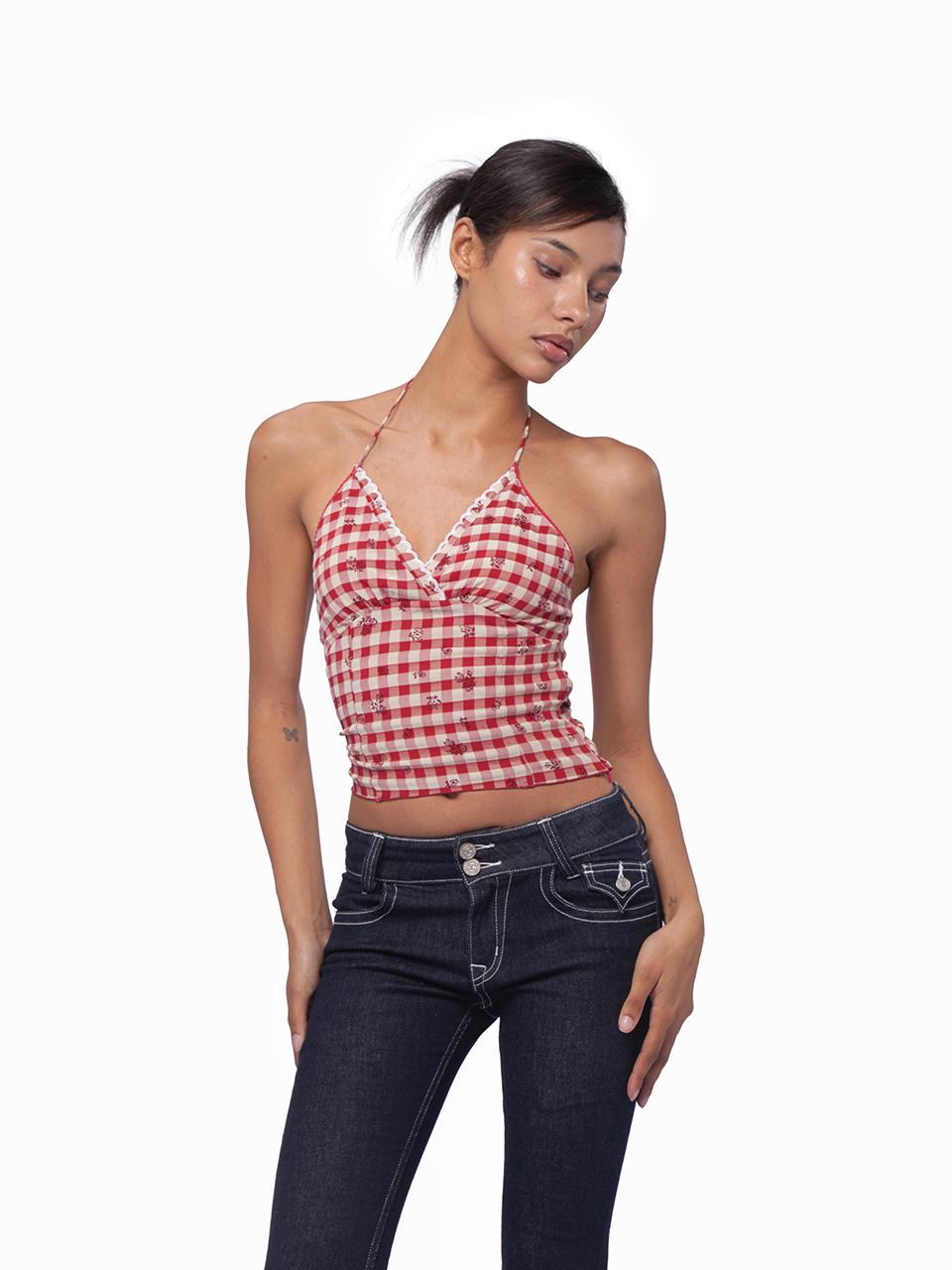 Summer Showcase Embroidered Halter Top Blouse
