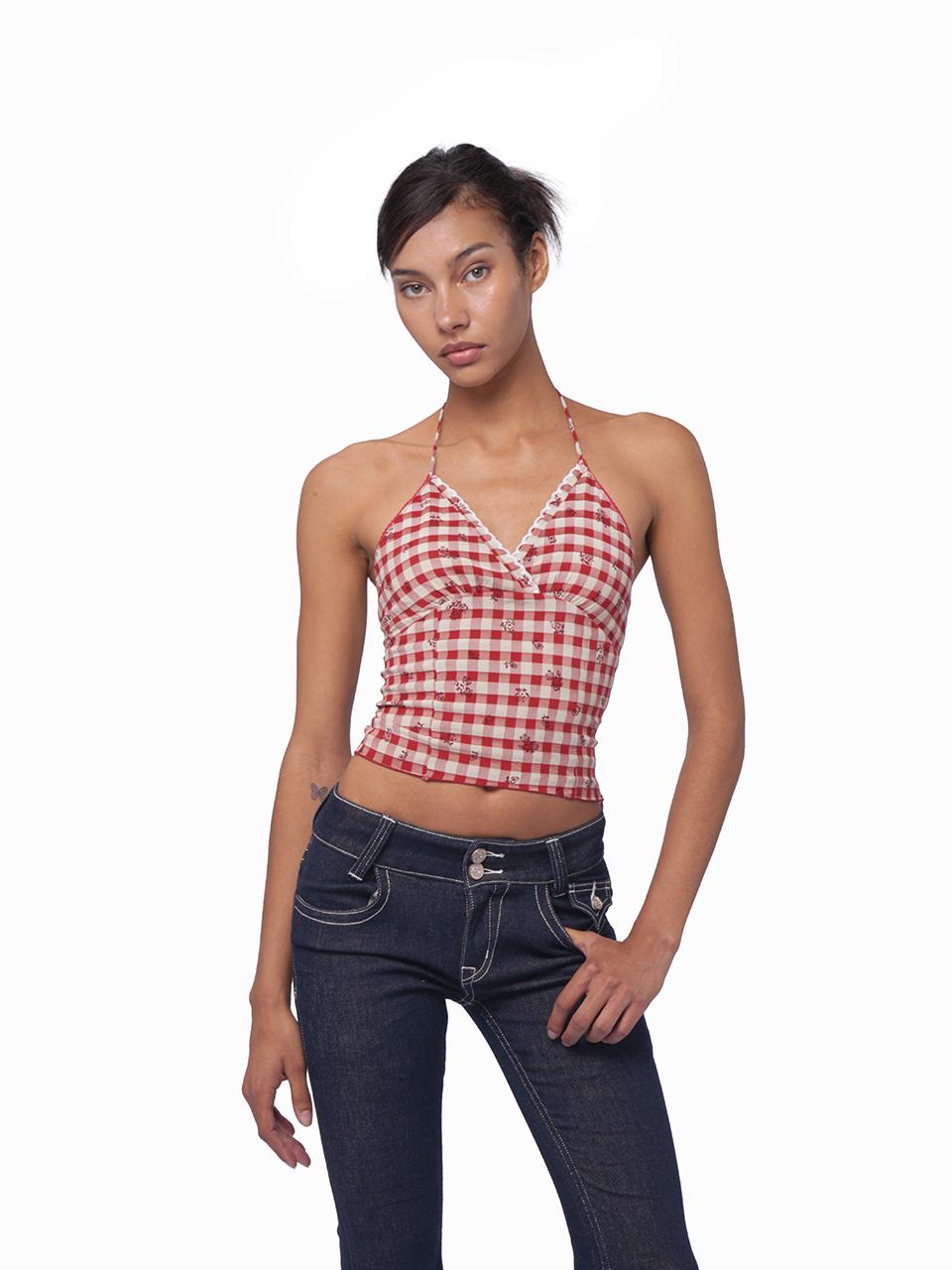 Summer Showcase Embroidered Halter Top Blouse