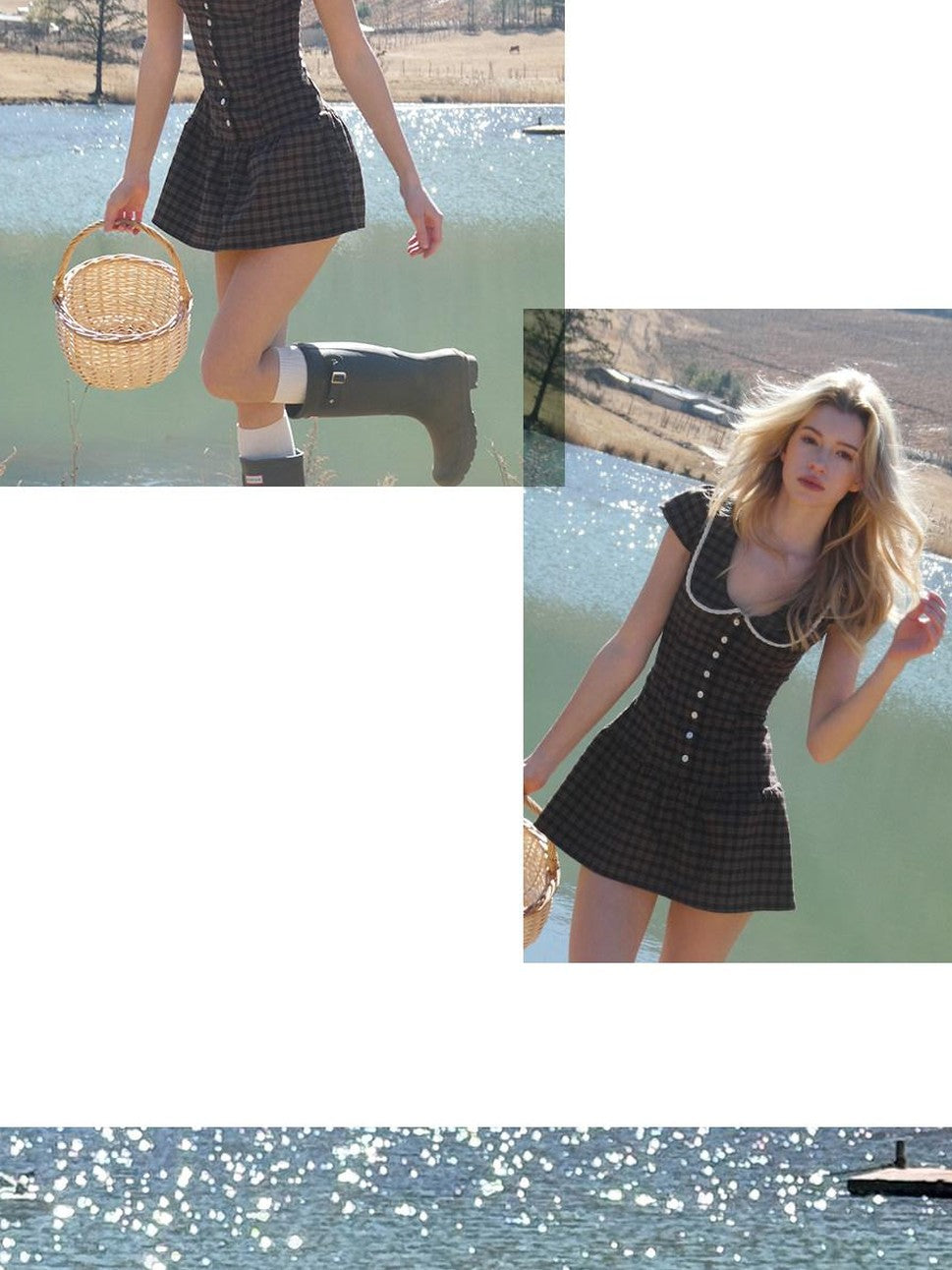Brown Pastoral Collared Waist Cinch Women's Polyester Bodycon Mini Dresses