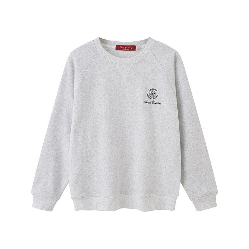 Casual Embroidered Logo Crewneck Pullover Women's Cotton Tracksuit Sets