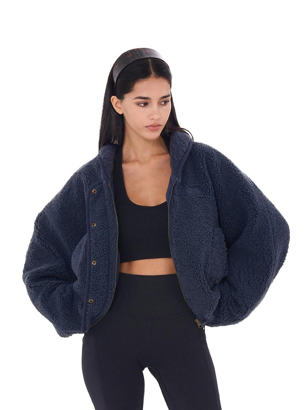 Casual Slouchy Cape Hooded Zipper Women's Polyester Fleece Jackets