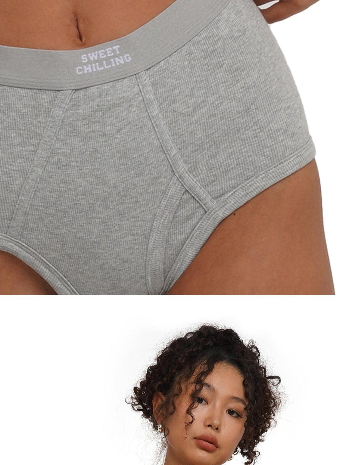 Embroidered Ribbed Fitted Triangle Mid Waist Women's Cotton Bikinis