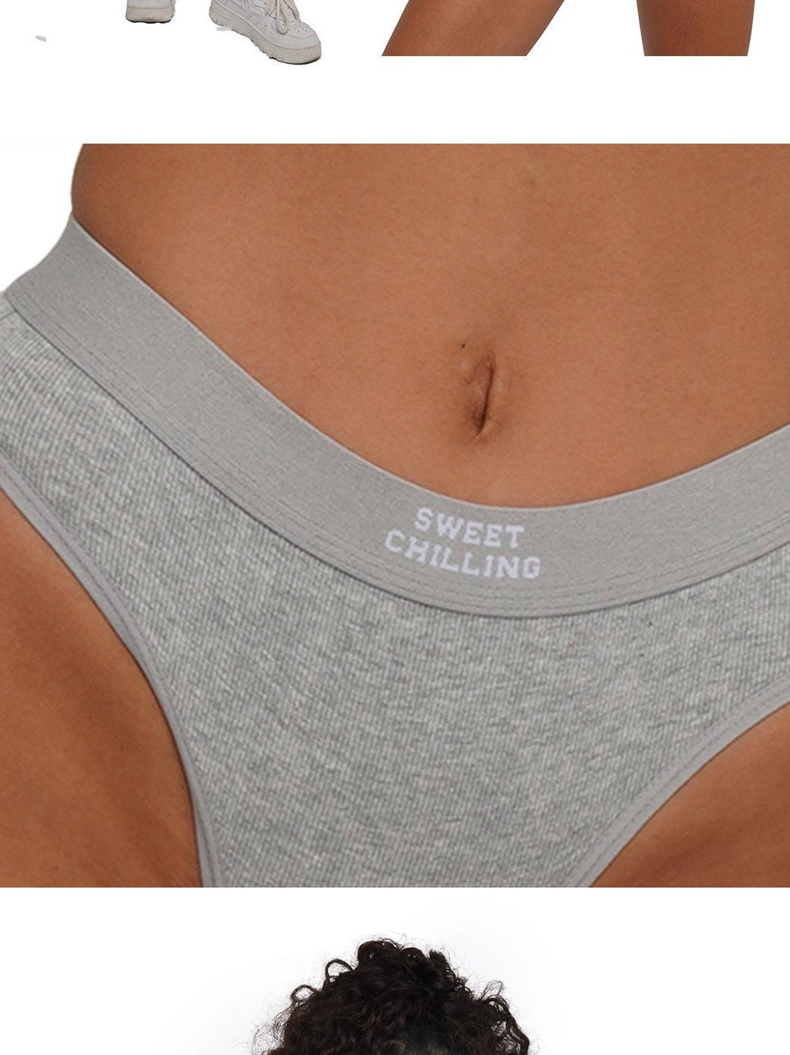 Embroidered Ribbed Fitted Triangle Mid Waist Women's Cotton Bikinis