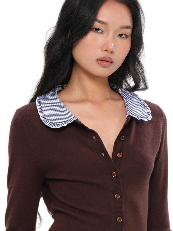 Farm Patchwork Knit Doll Collar Women's Cotton Corset Mini Dresses
