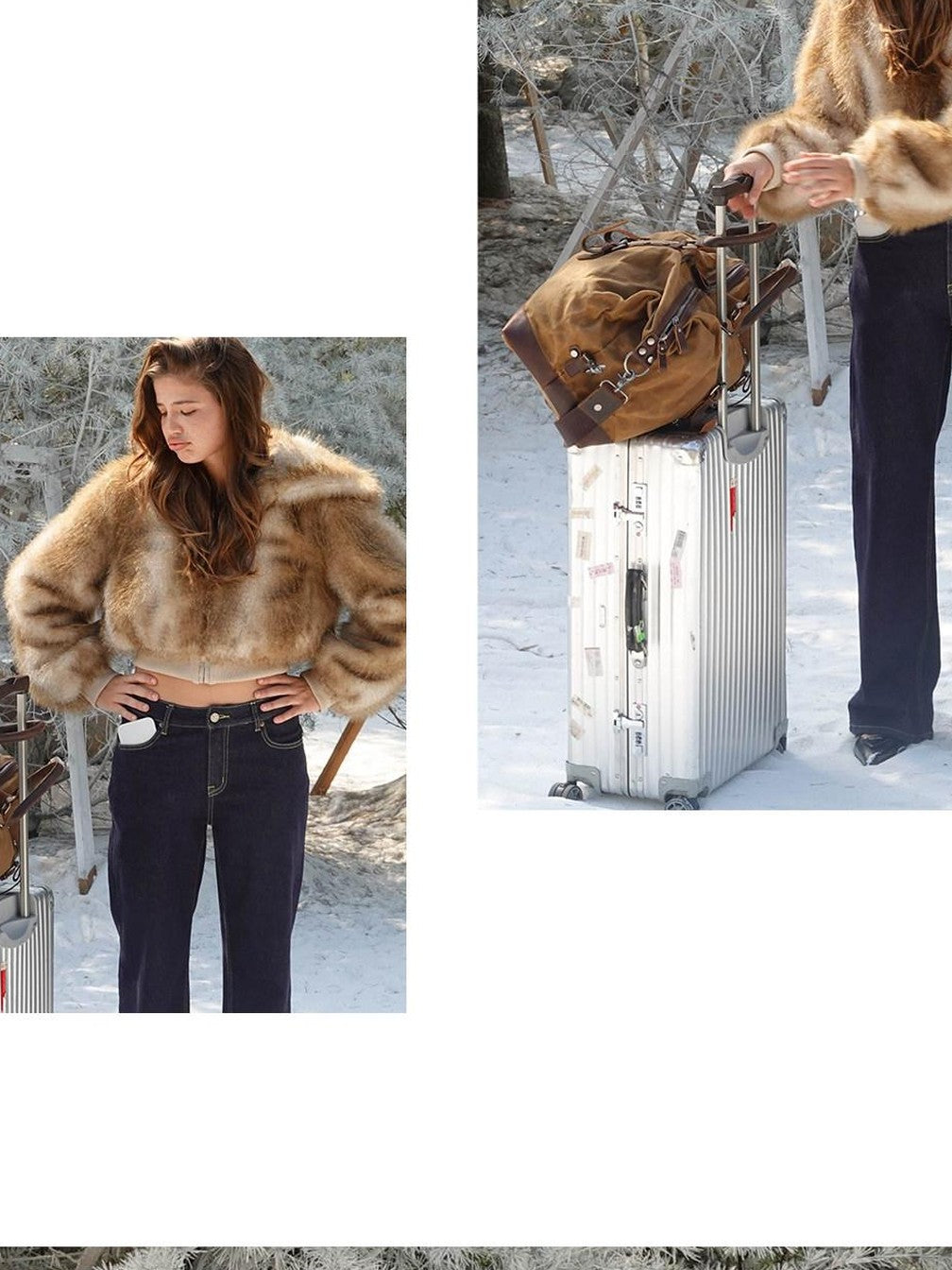 Fluffy Hooded Eco Faux Fur Women's Polyester Cropped Jackets