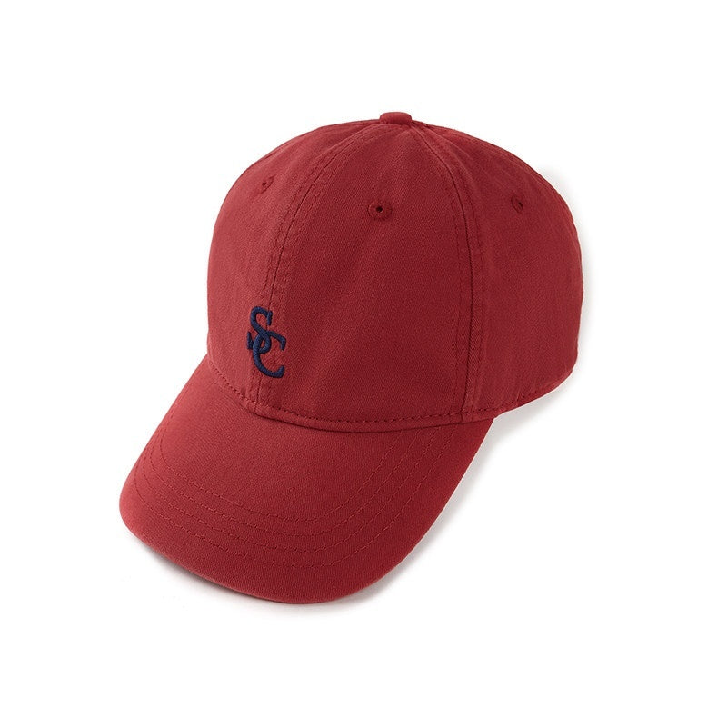 Khaki Embroidered Letter Logo Casual Curved Brim Women's Cotton Baseball Caps