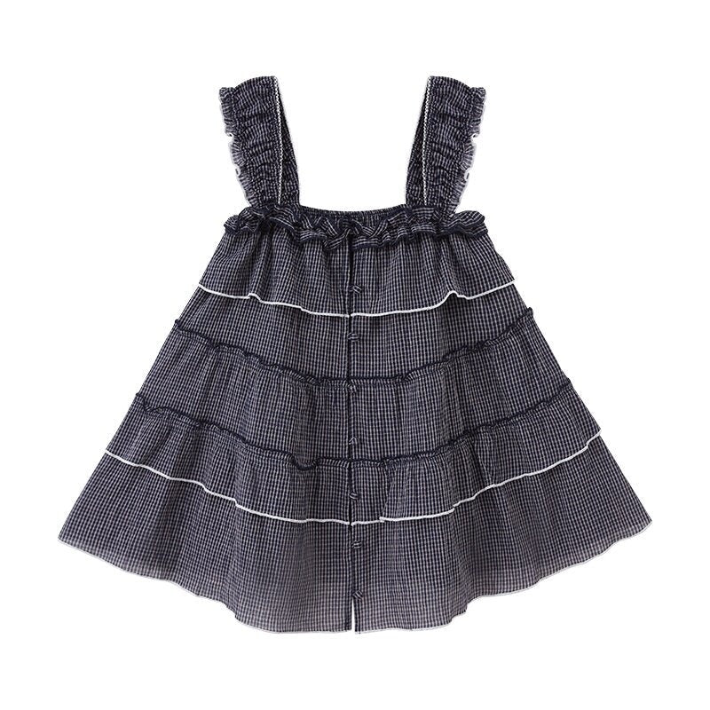 Loose Tiered Ruffle Camisole Women's Cotton Babydoll Mini Dresses