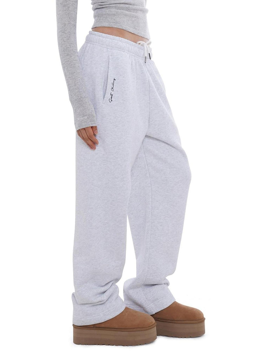 Nordic Minimalist Embroidered Details Women's Pure Cotton Tracksuit Sets