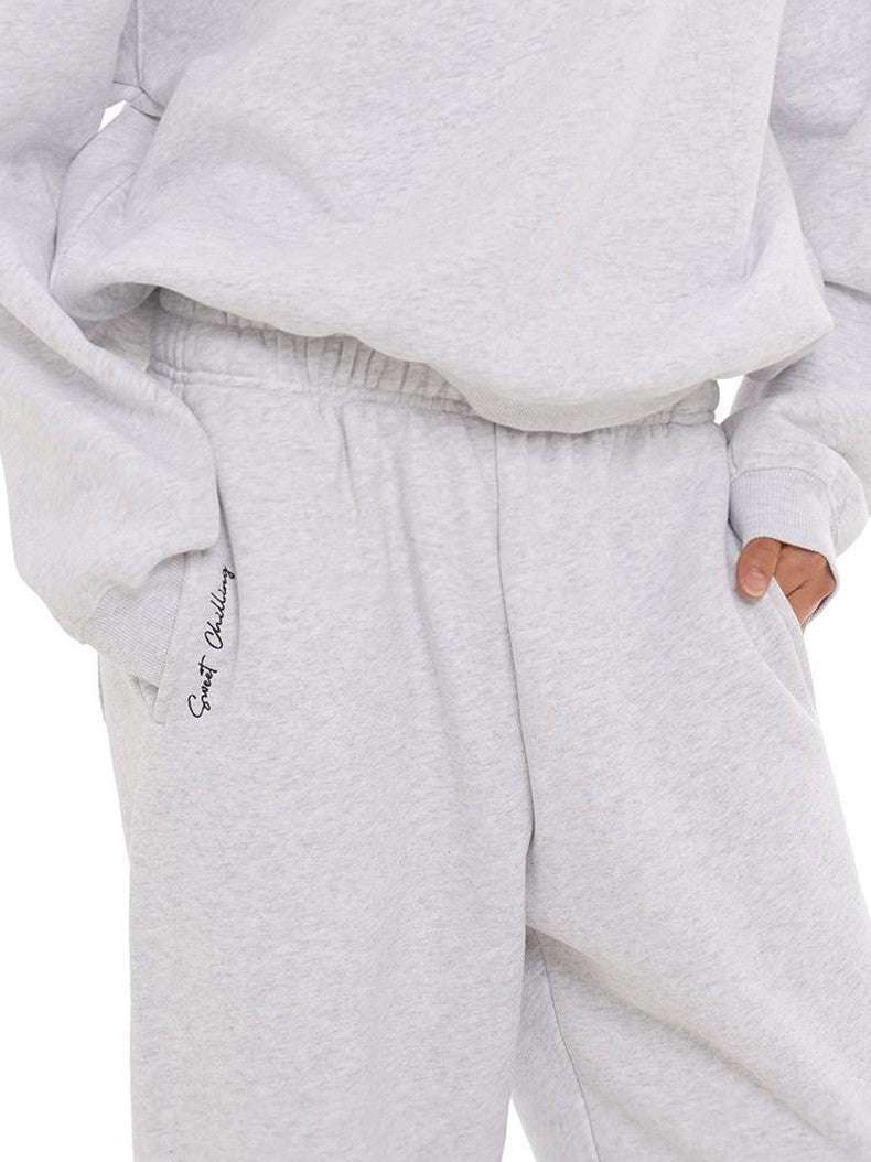 Nordic Minimalist Embroidered Details Women's Pure Cotton Tracksuit Sets