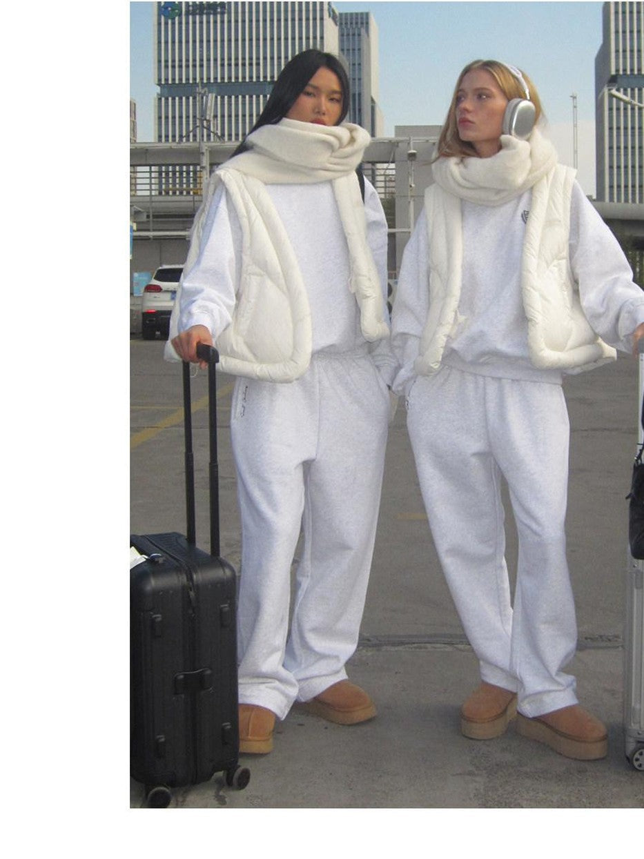 Nordic Minimalist Embroidered Details Women's Pure Cotton Tracksuit Sets