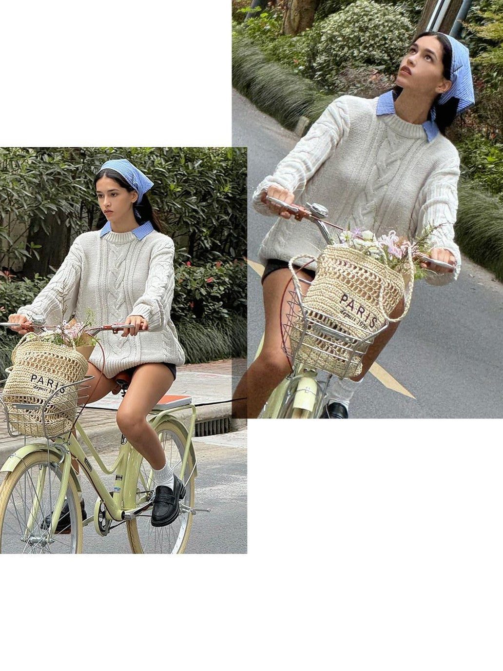 Oversize Chunky Cable Knit Detachable Striped Collar Women's Acrylic Shirts