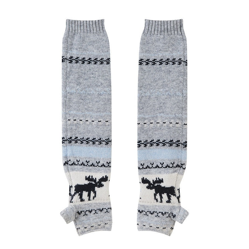 Reindeer High Neck Cropped Short Sleeve Women's Wool Blend Matching Skirt Sets