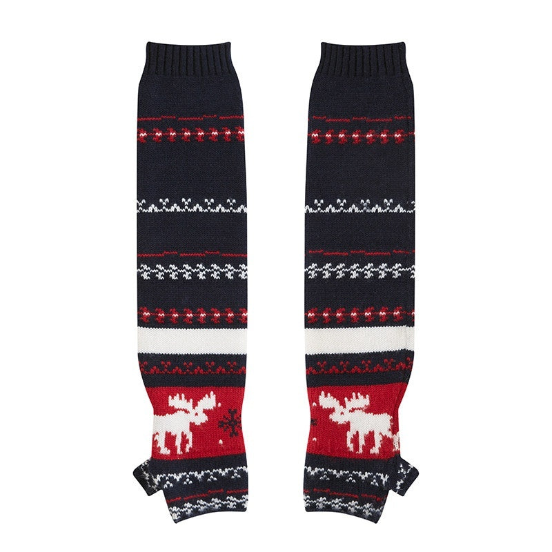 Reindeer High Neck Cropped Short Sleeve Women's Wool Blend Matching Skirt Sets