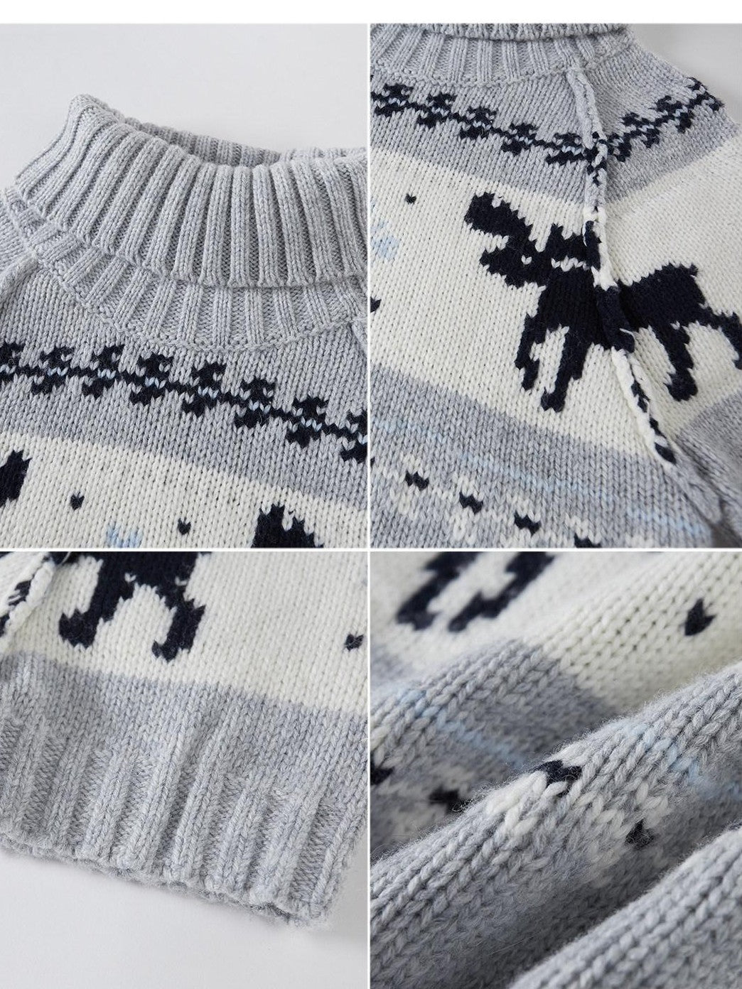Reindeer High Neck Cropped Short Sleeve Women's Wool Blend Matching Skirt Sets
