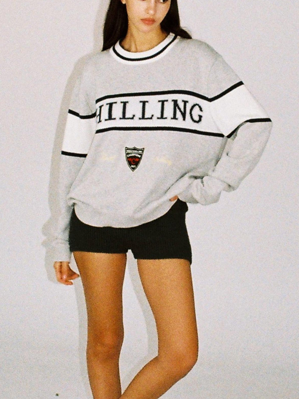Vintage Preppy Letter Jacquard Embroidered Badge Women's Cotton Pullover Sweaters