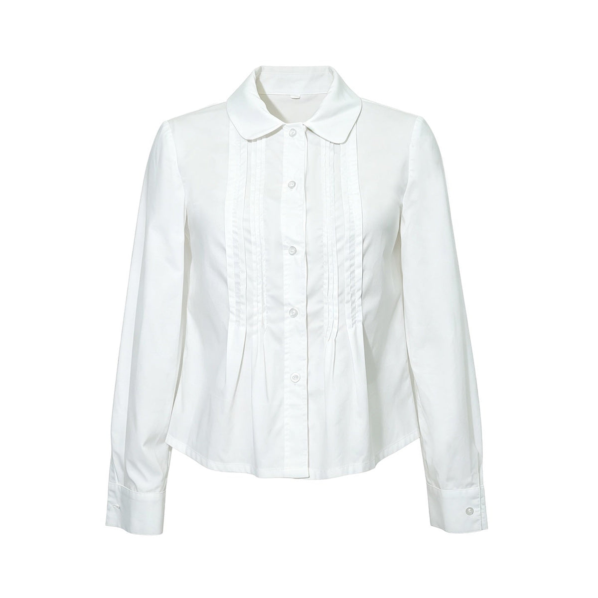 Casual Doll Collar Accordion Pleated Button A Line Sleeve Tencel Cotton Women's Blouses