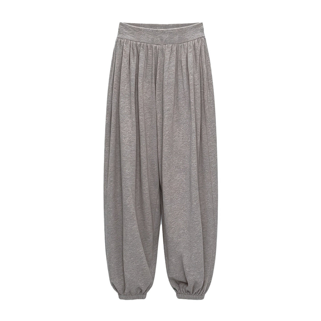 Cowl Neck Draped Waist Knit Loose Fit Women's Long Sleeve Casual Top & Pants Sets