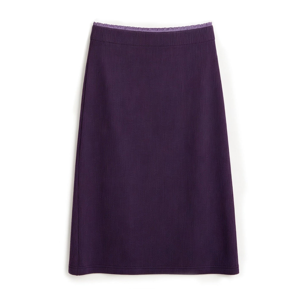 Purple Slim Fit Long Sleeve Knit Cropped Top Straight Midi Women's Matching Skirt Sets