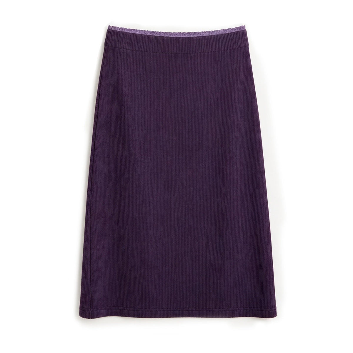 Purple Slim Fit Long Sleeve Knit Cropped Top Straight Midi Women's Matching Skirt Sets