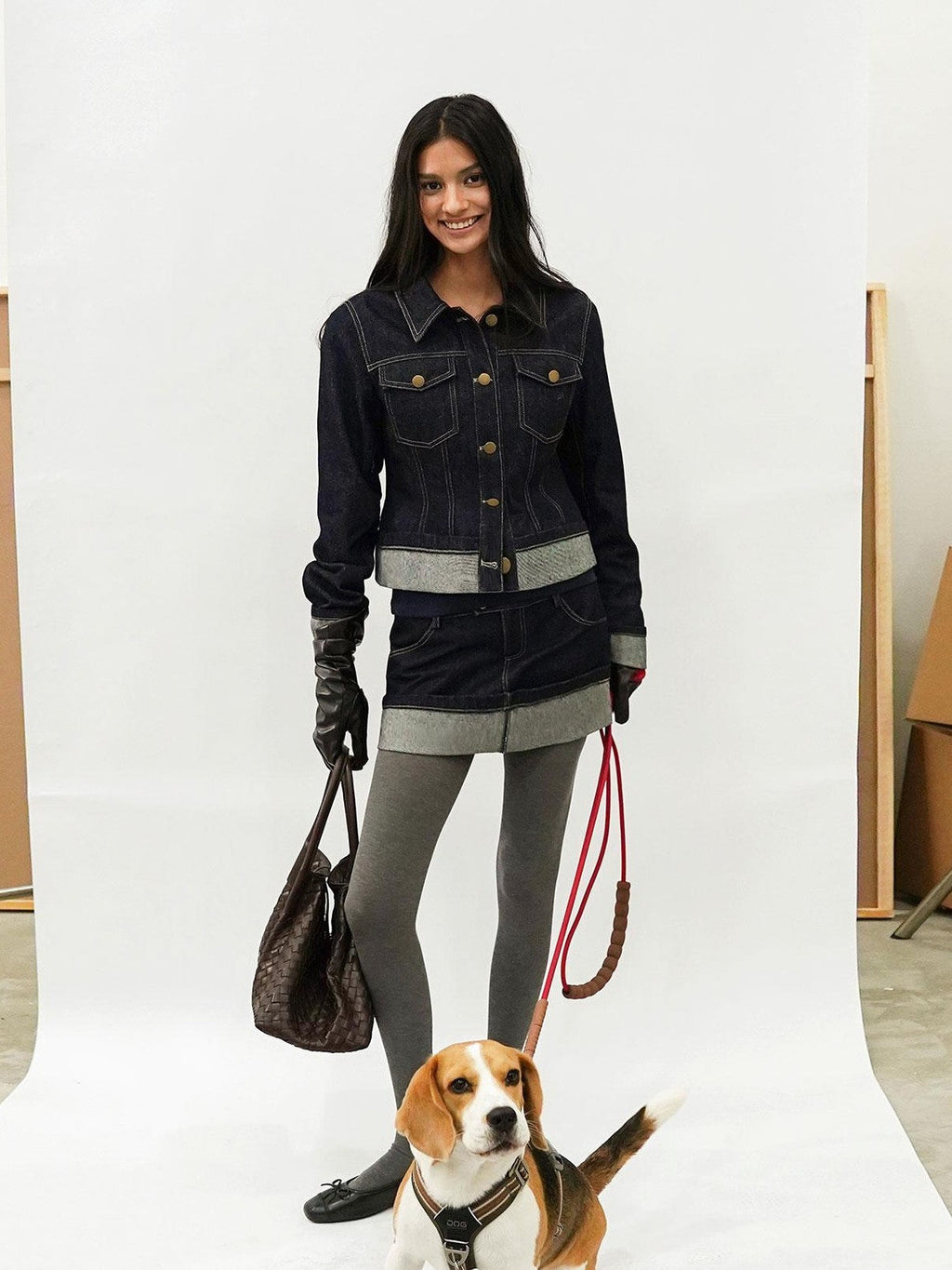 Raw Hem Selvedge Topstitch Straight Shoulder Women's Cotton Denim Jackets