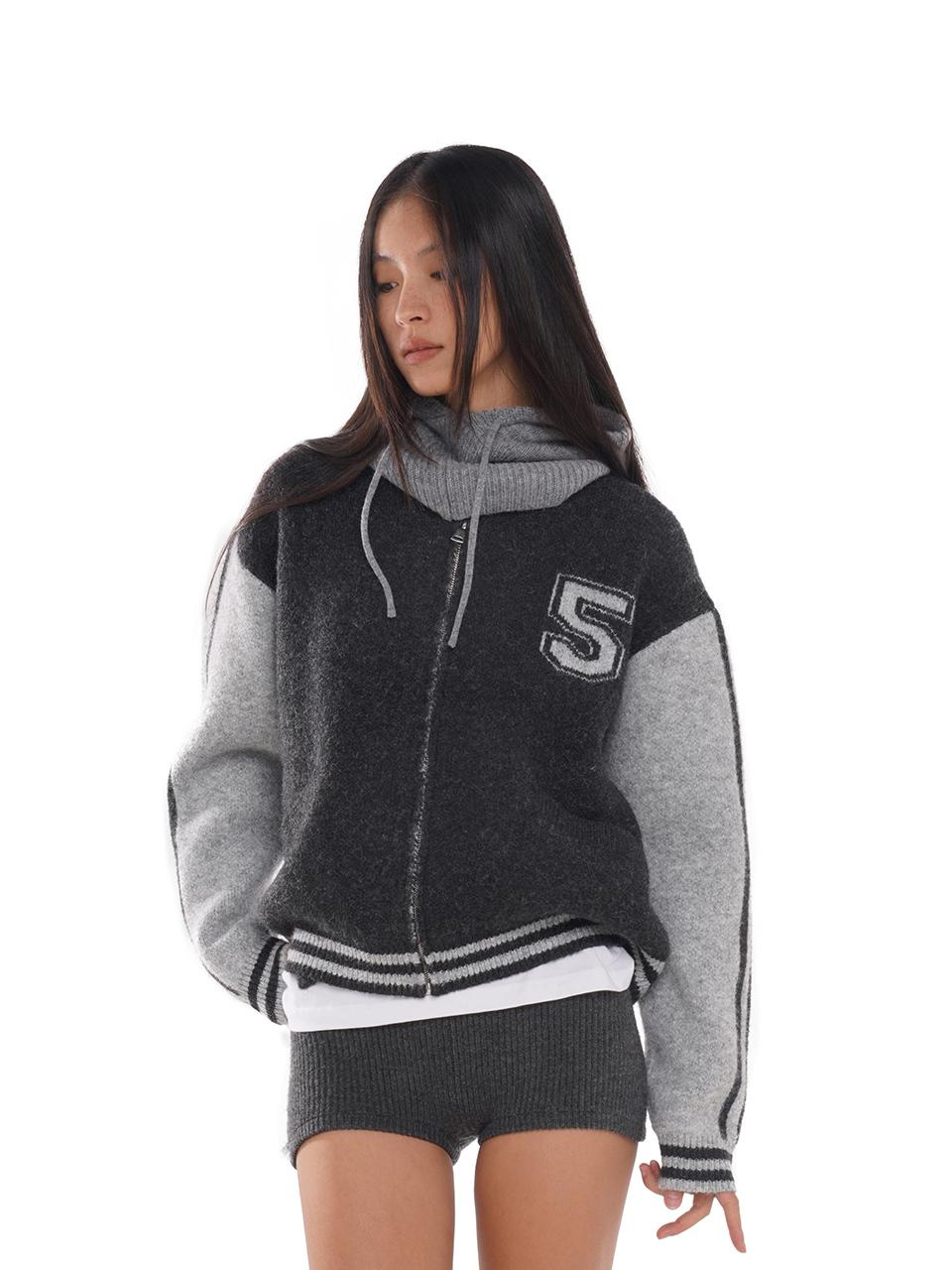 Varsity Style Loose Knit Baseball Cardigan Sweater