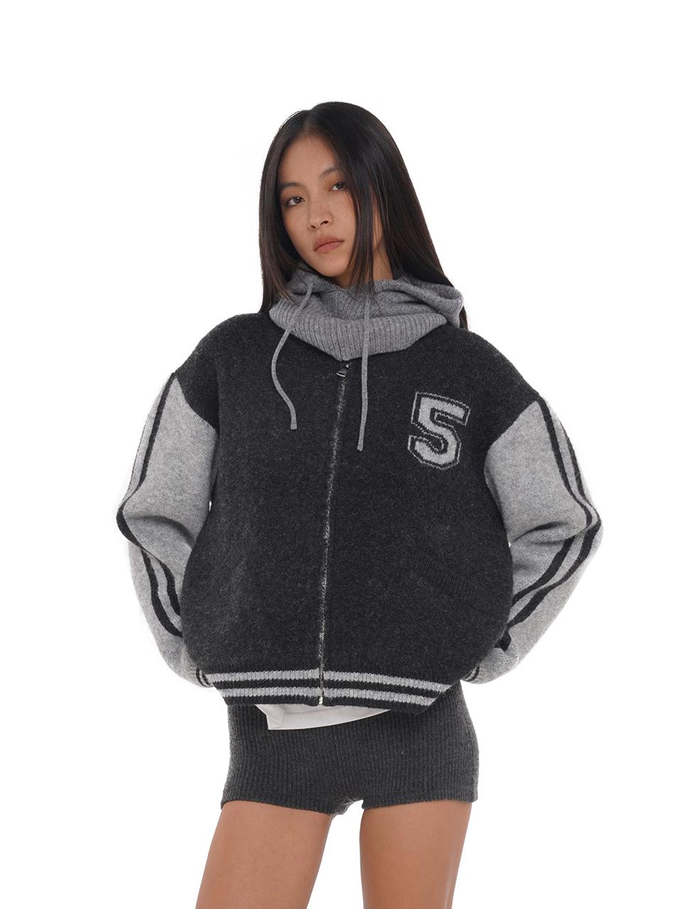 Varsity Style Loose Knit Baseball Cardigan Sweater
