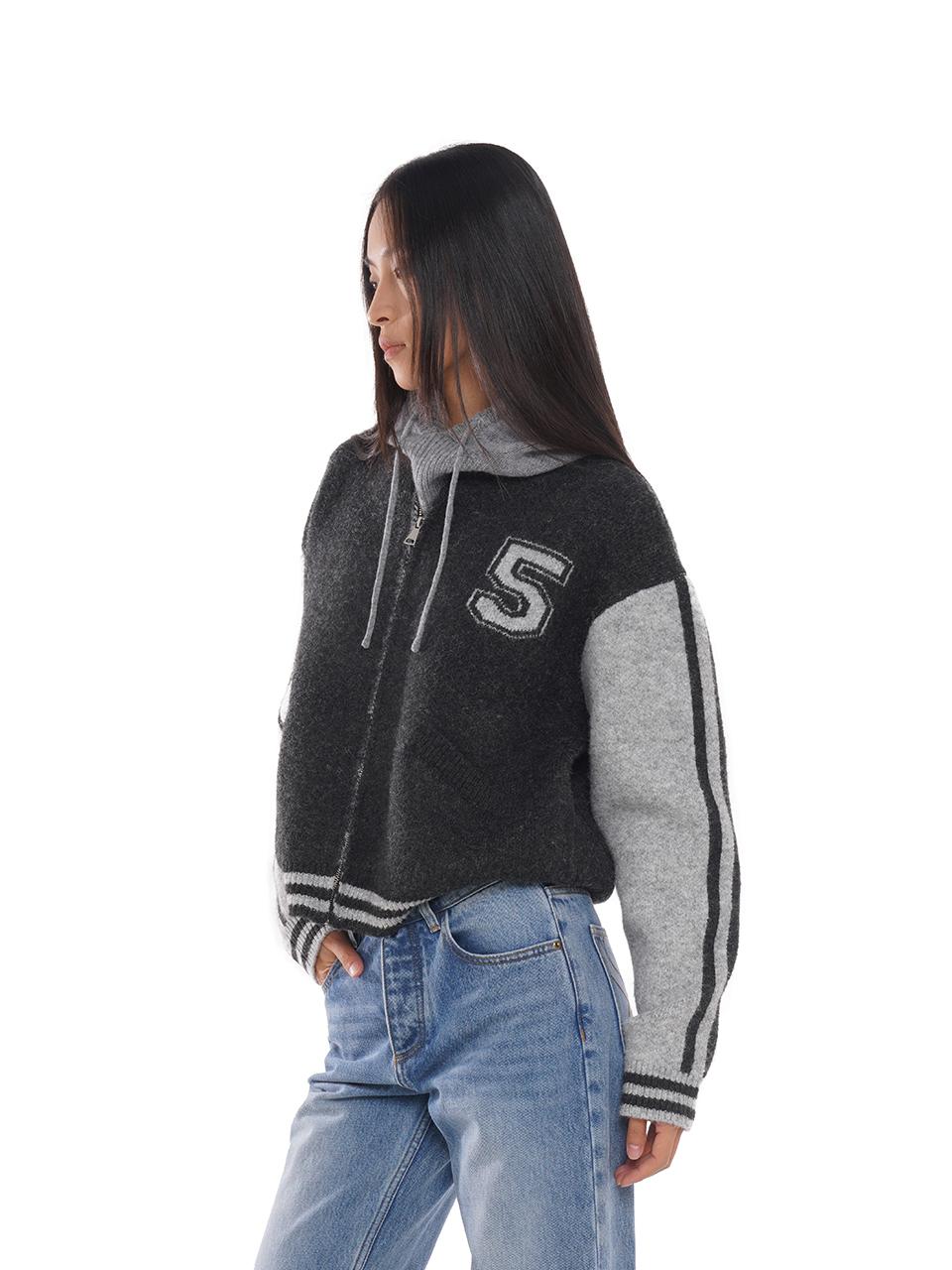 Varsity Style Loose Knit Baseball Cardigan Sweater