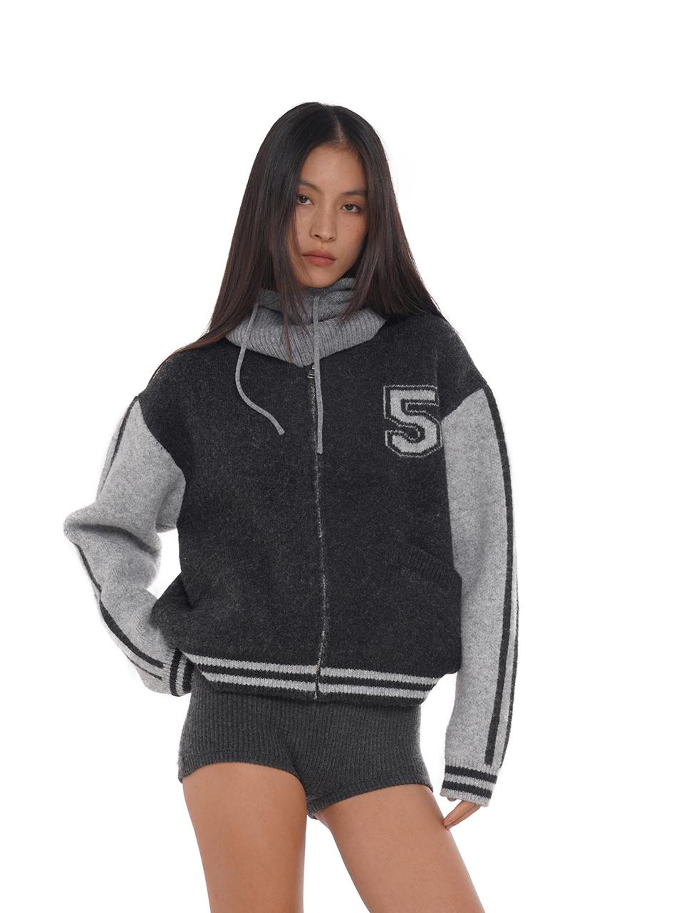 Varsity Style Loose Knit Baseball Cardigan Sweater