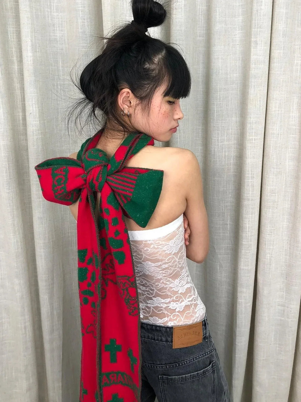 Vintage Christmas Scarf Starry Adventure