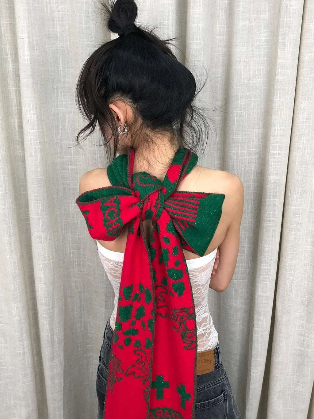 Vintage Christmas Scarf Starry Adventure