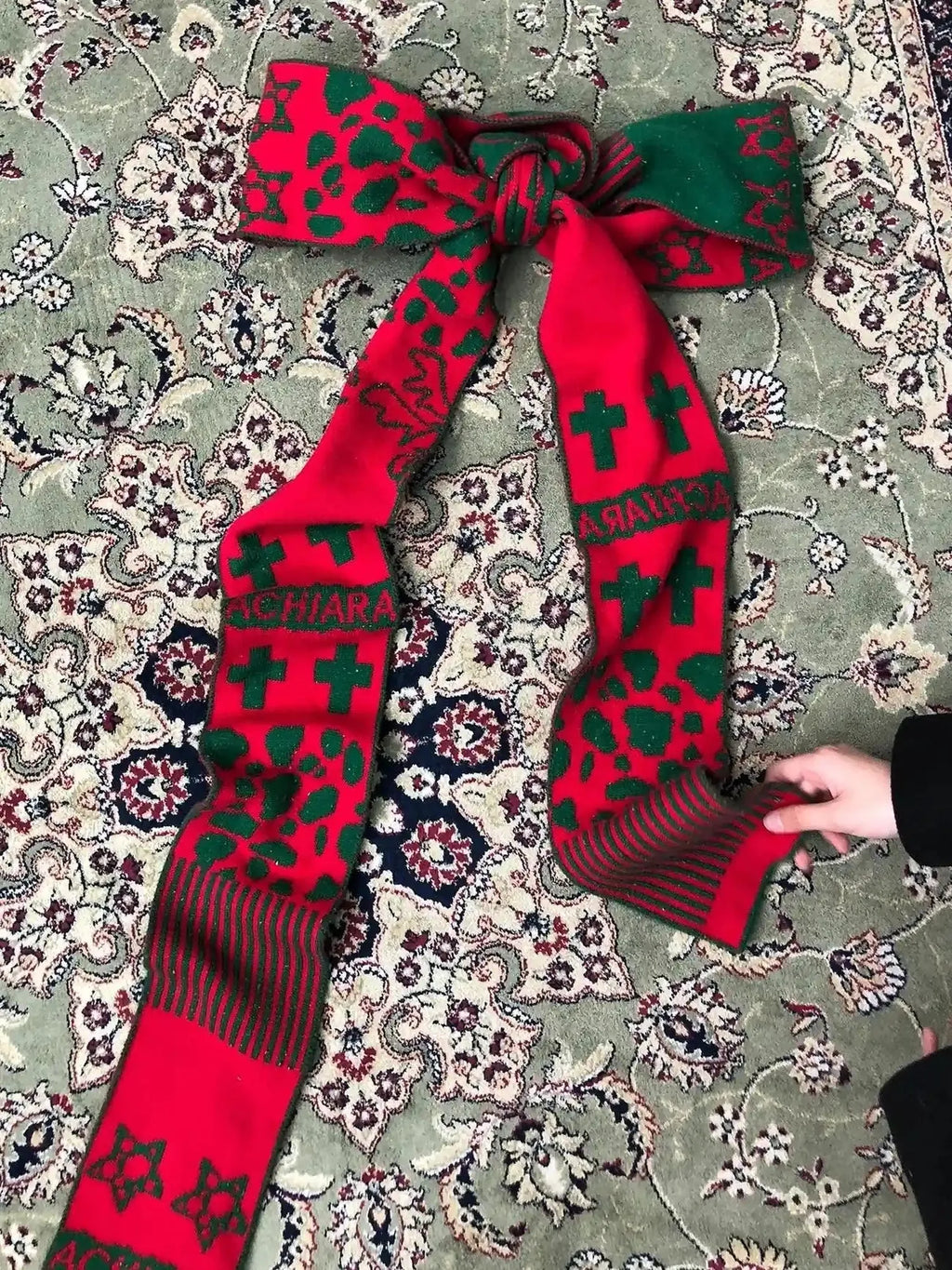 Vintage Christmas Scarf Starry Adventure